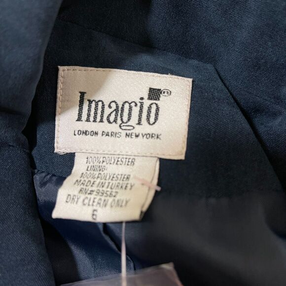 Imagio Trench Coat Womens Size 6 Navy Double Breasted Collared Long Sleeve NWT - Picture 3 of 7